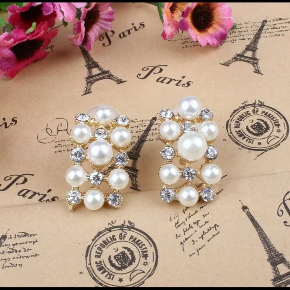 🍀New Crystal Pearl Necklace Earrings Jewelry gift Set - Picture 11 of 11